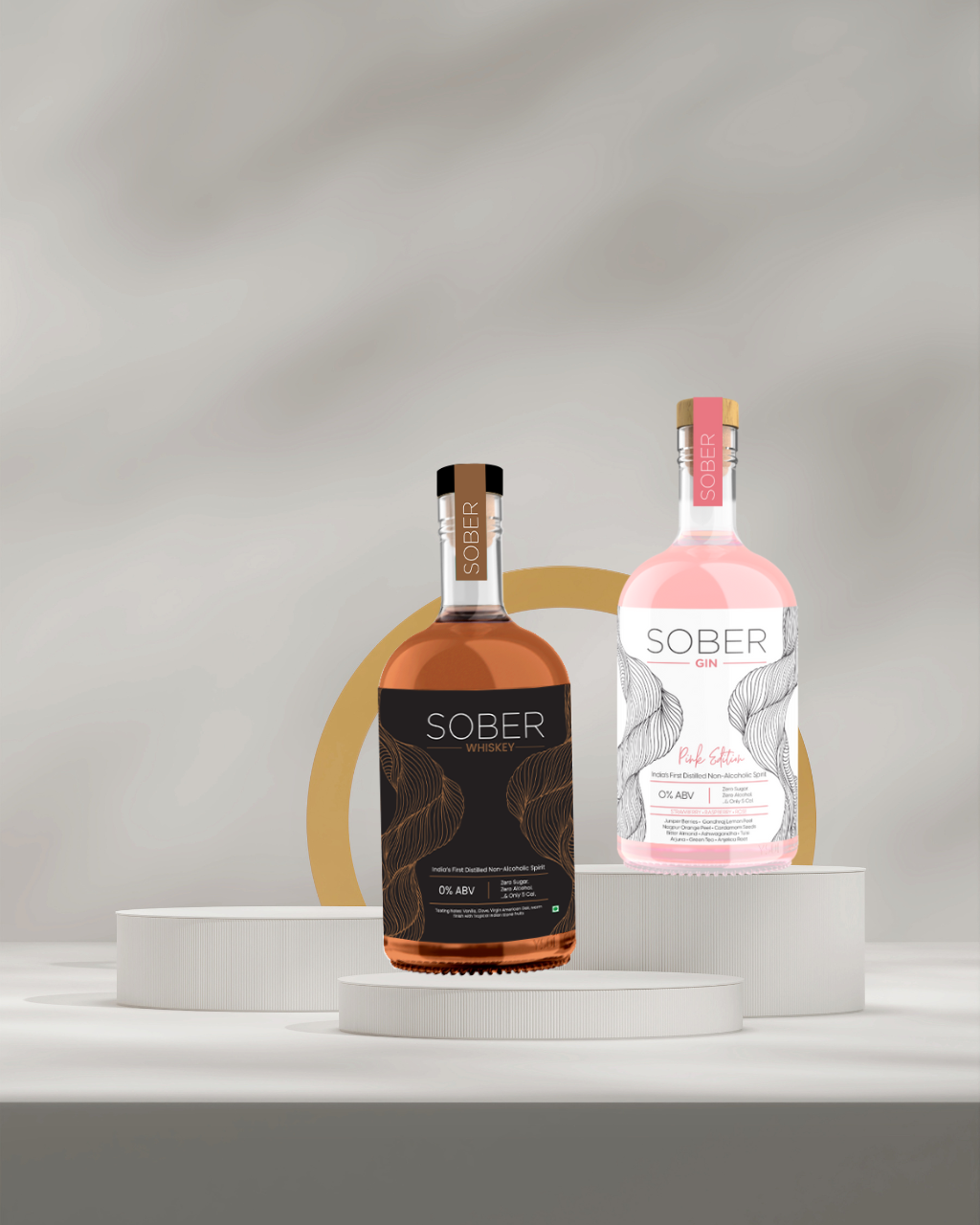 Sober Non-Alcoholic Gin: Pink Edition & Whiskey Combo